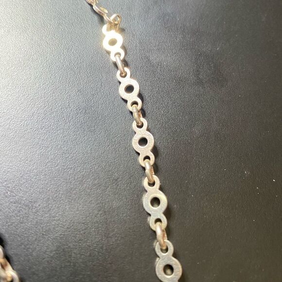 HAN 925 stamped unique open chain modern necklace with drop square pendant - Picture 2 of 11